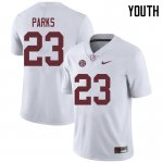 NCAA Youth Alabama Crimson Tide #23 Jarez Parks Stitched College 2018 Nike Authentic White Football Jersey BT17Q63KS